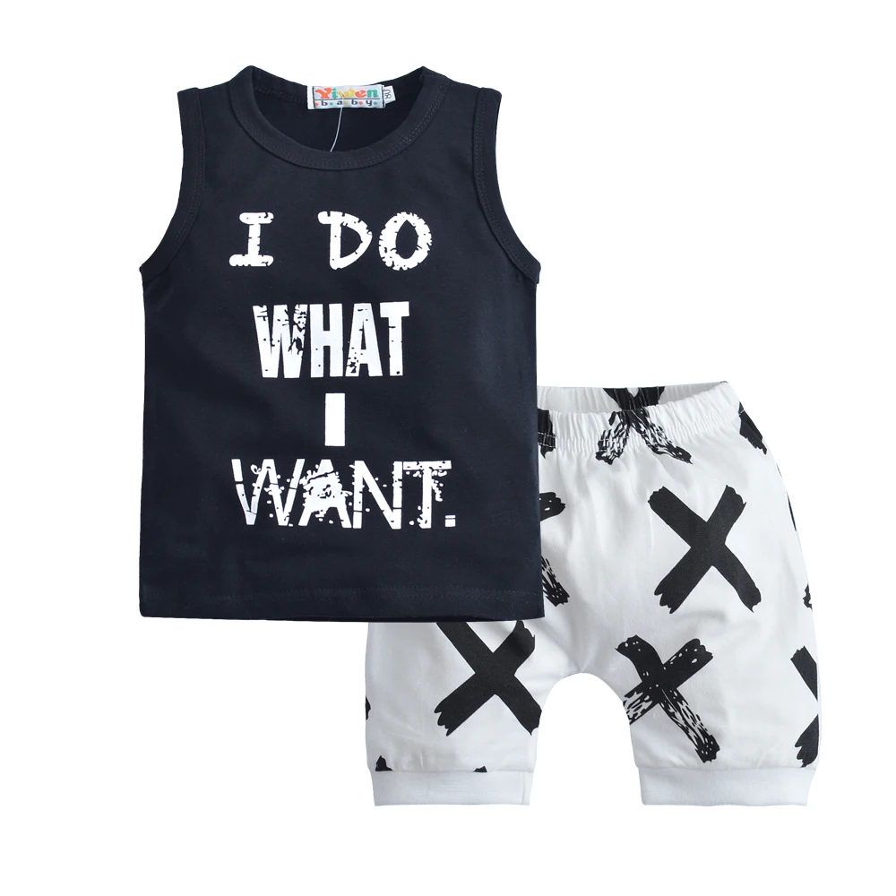 

2019 Summer 2PCS Baby Boy Clothing Set Short sleeve I DO WHAT I WANT Alphabet T-shirt + Shorts Baby Child Clothes