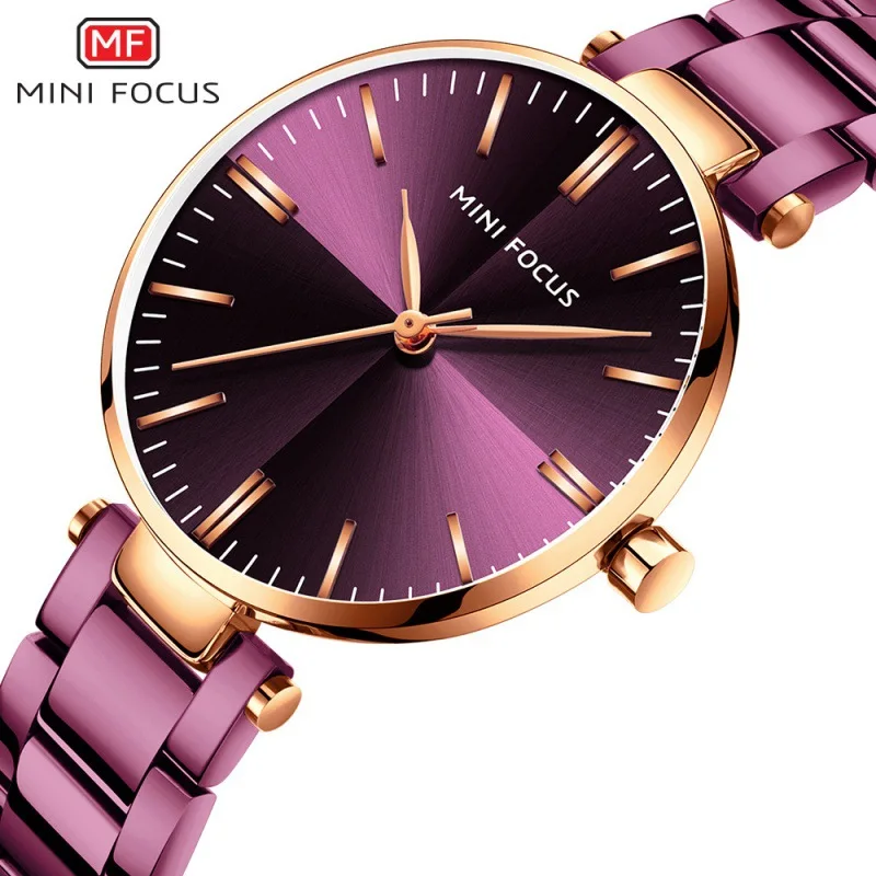 

Mini FOCUS-Style Business WOMEN'S Watch Japan Movement Waterproof Sun Pattern Clean Steel Watch Strap 0265l