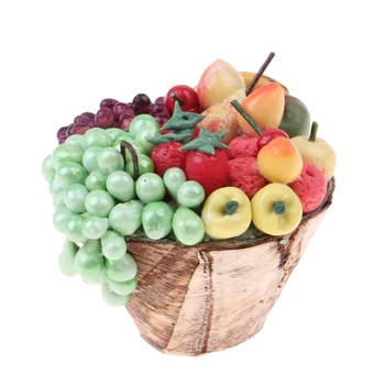 

1/12 Miniature Fruit Platter in Wooden Plate for Dolls House Table Accessories Decoration