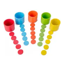 Монтессори Деревянные цвета классификация соответствия чашки Дети Ранние развивающие игрушки
