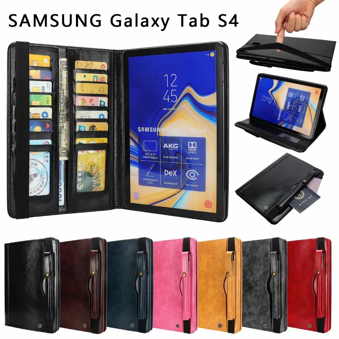 Чехол для планшета samsung Tab S4 T830-10.5 ''кошелек-Карточница масло воск кожа флип Стенд ремень с ручкой набор