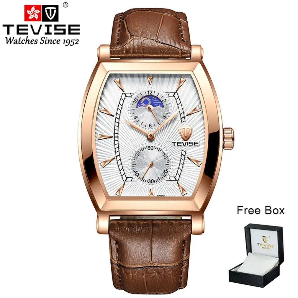 

TEVISE Men's 8383S Quartz Watch Stainless Steel Belt Box Packaging Luminous Watch Waterproof Solid Belt