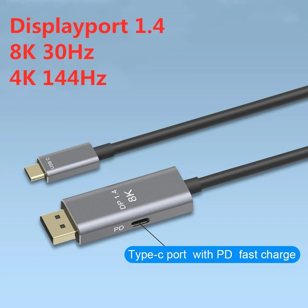 USB C к DisplayPort 1 4 8K кабель с PD @ 60Hz 4K 144Hz Thunderbolt 3 для MacBook Pro 2019 2020 DELL XPS|Кабели VGA| |