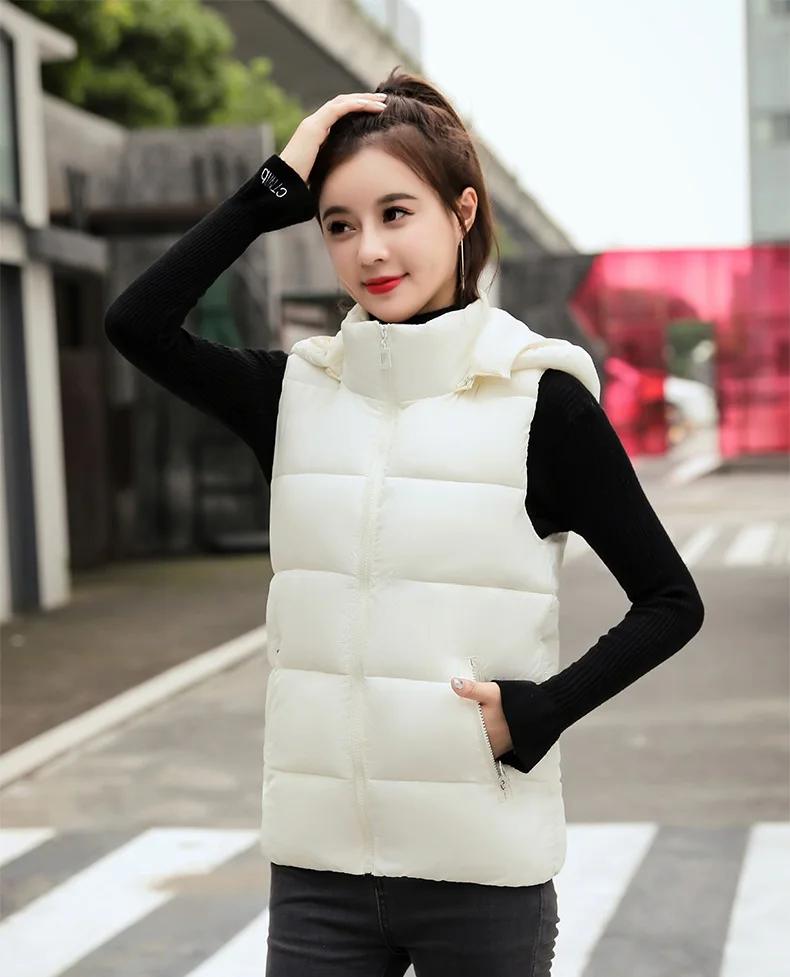YAGENZ Plus size Down Cotton Coat Waistcoat Female Outwear Winter Vest Women Warm Vest Short Coat Hooded Coats Women Clothes 542