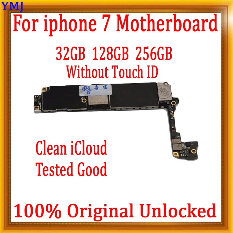 100% Оригинальный разблокированный для iPhone 7 материнская плата с сенсорным ID/без