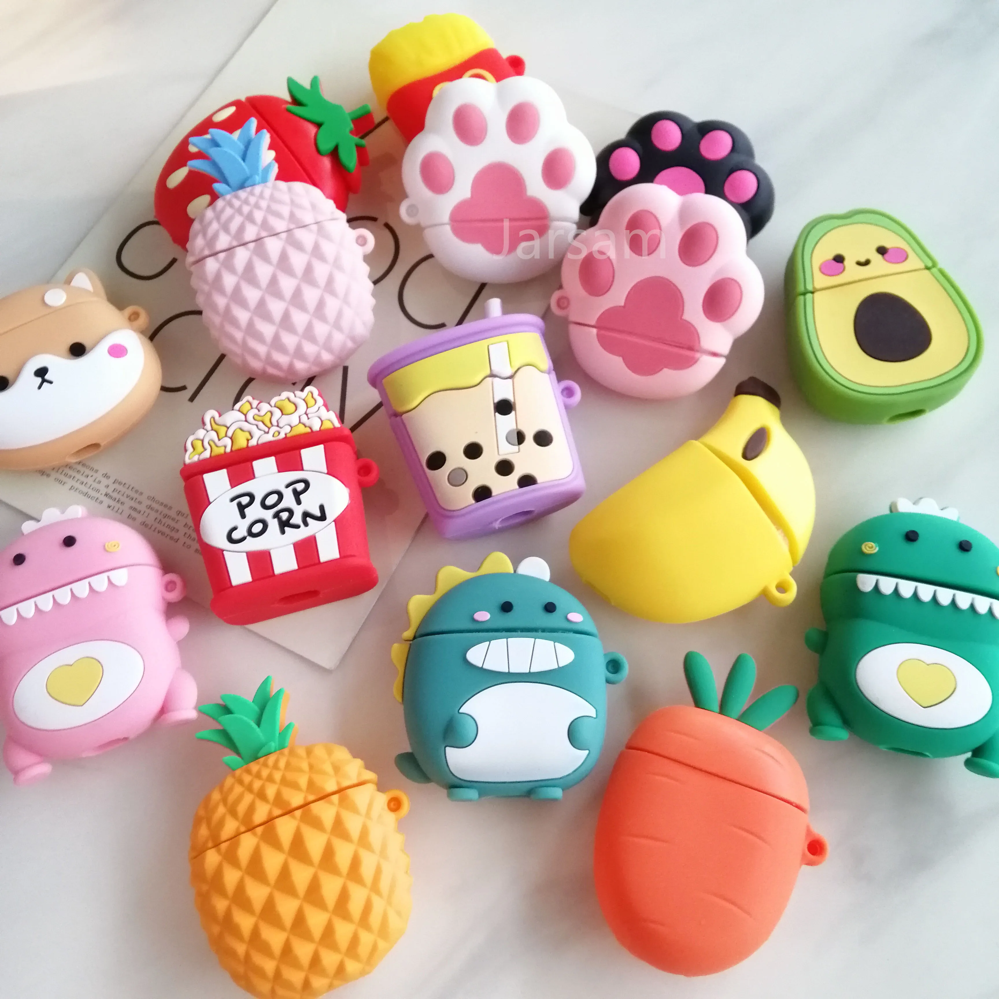 Creativity Cartoon funny cute silicone Case For Airpods 2 1 cover For Air pods 1 2 Case Wireless charging soft Cover Box