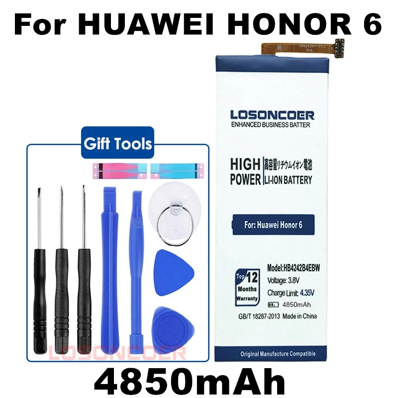LOSONCOER 4850 мА/ч, HB4242B4EBW для huawei для НУА Вэй слава 6 Батарея H60-L01 H60-L02 H60-L11 H60-L04 Honor 4X Che2-l11