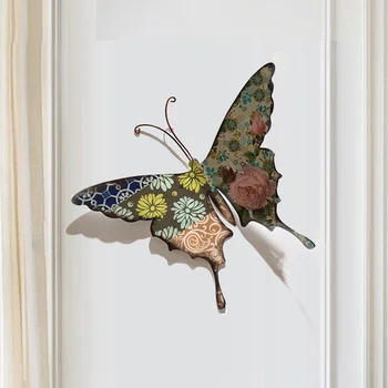 

Creative Wrought Iron Emulation Butterfly Wall Decoration 3D Stereo Porch Wall Hanging Home Decor Living Room Ornaments R3809