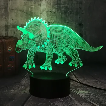 

Triceratops Animal Dinosaur 3D LED Night Light illusion Novelty Birthday Christmas Gift for Child Kids Home Decor Desk Lamp