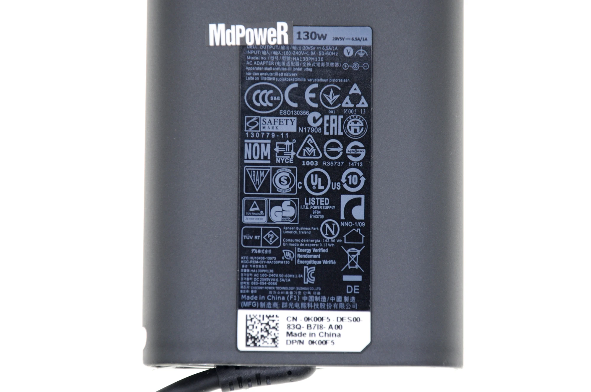 Carregador do Portátil para Dell Fonte de Alimentação 130w tipo c Original 9570 9575 Da130pm170 Ha130pm170 M0h25 0m0h25 0k00f5 20v 6.5a Xps 15 39 Computador e Escritório