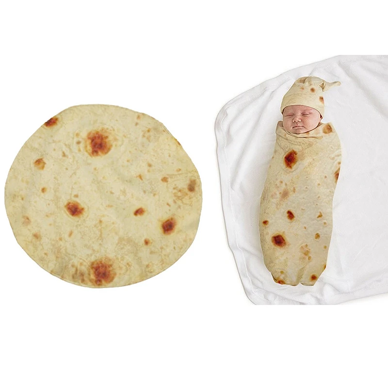Hot Sale Burrito Baby Blanket Flour Tortilla Swaddle Sleeping Wrap Hat | Дом и сад