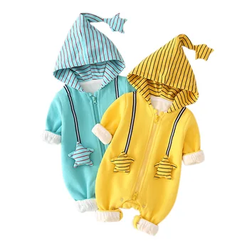 

Newborn Baby Boy Girls Star Cartoon Christmas Rompers Baby Kids Cotton Cute Clothes Romper Hooded Jumpsuit Outfits