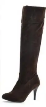 Женские высокие сапоги; botas mujer invierno; зимние теплые модные сапоги без шнуровки; женские сапоги-гладиаторы; Zapatos De MujerD100 - Цвет: brown suede
