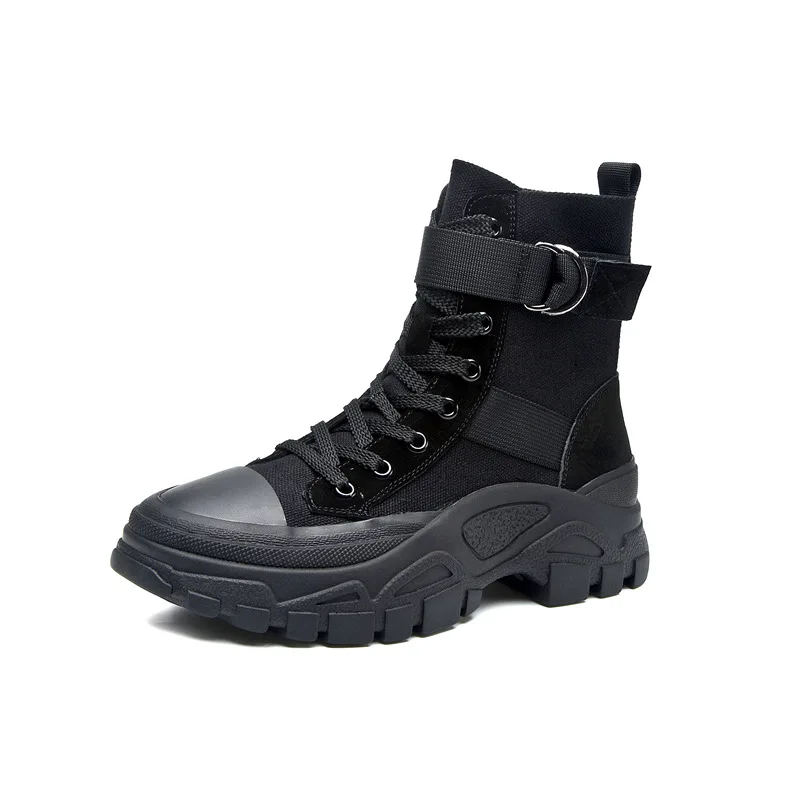 Черный Martin boots three net red motorcycle boots thin section breathable handsome high boots - Цвет: Черный