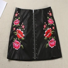 Новинка, женская летняя вышитая бисером, модная юбка из искусственной кожи