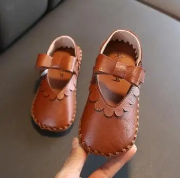 

New Bow Girl Leather Shoes For School Spring Autumn Party Kids Princess Wedding Shoes Children Soft Sneakers