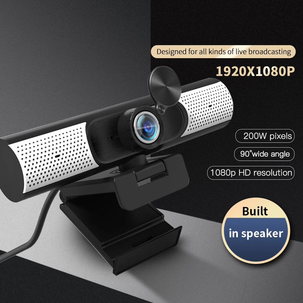 

TISHRIC C500 Full HD Webcam 1080P Web Camera With Microphone Webcam Cover Built In Speaker/Microphone For Online Course Videos