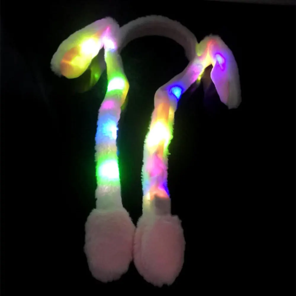 Plush Rabbit Hat Imitate Cute Gasbag LED Pink Sweet Flash Rabbit Ears Joke Gifts Girl Friend