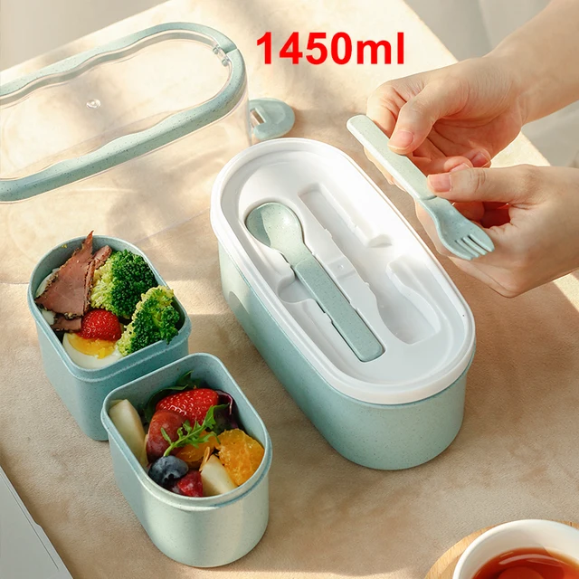 1450ML lunch box high food container eco friendly bento box lunch japanese food box lunchbox meal prep containers wheat straw 1