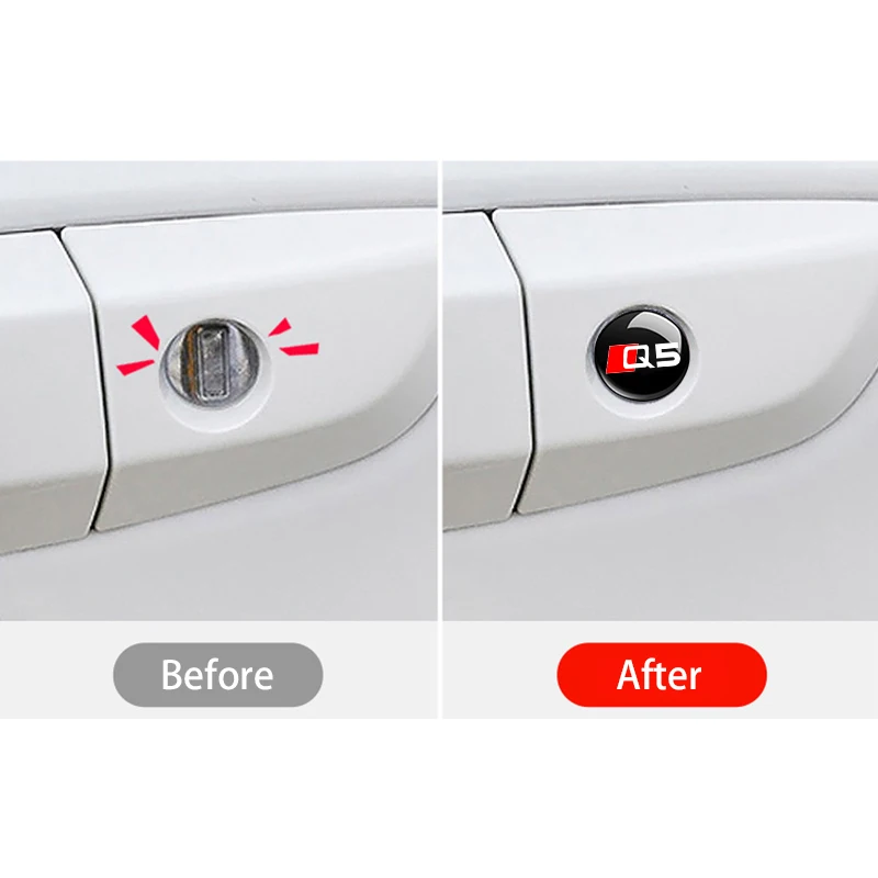 4pcs Car Lock Keyhole Stickers Decoration Protection Accessories For Audi Sline S TT Q3 Q5 Q7 A1 A3 A4 A5 A6 A7 A8 Auto Styling