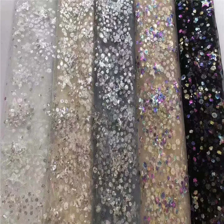 Белый изысканный вышитый тюль ткань цветной блесток платье невесты Серый Черный Кружевной Ткани
