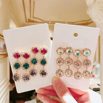 

MENGJIQIAO New Korean Luxury Round Crystal Long Drop Earrings For Women Geometric Double Row Party Charm Drop Pendientes Jewelry