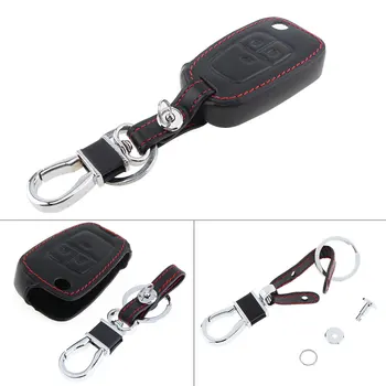 

3 Buttons 3D Black Car Key Cover Protector Car Key Holder Leather + Zinc Alloy Keychain with Hanging Buckle Fit for Opel Car