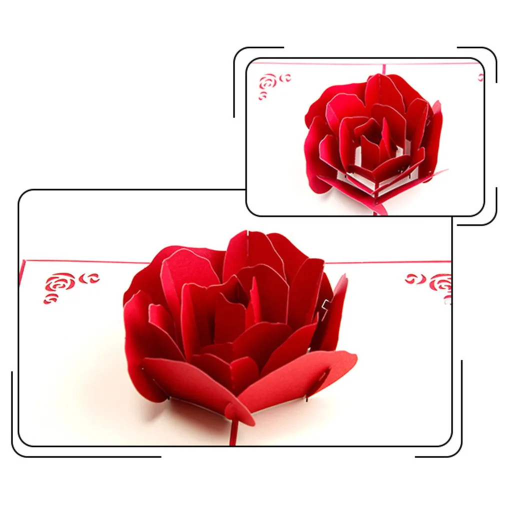  3D Popped Greeting Cards Romantic Valentines Day Gift Card Postcard Wedding Invitation Greeting Car - 4.00055E+12