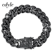 Cdyle бренд наивысшего качества AAA черная инкрустация кубическим цирконием кубинская звено цепи магнитный браслет из нержавеющей стали хип хоп ювелирные изделия 18 см/20,5 см/22 см