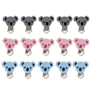 

5pcs Lovely Wooden Pacifier Clip Animal koala Baby Pacifier Clips Dummy Clips DIY Pacifier Chain Accessory