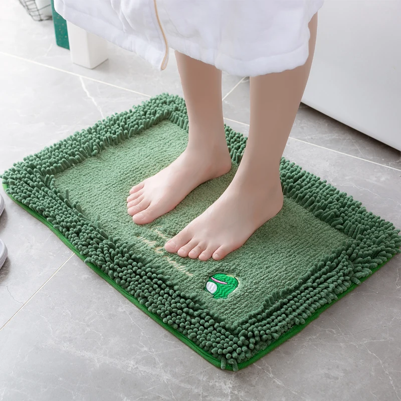 

Cartoon Door Mat Chenille Minimalist Solid Microfiber Plush Shaggy Absorbent Bath Rugs Non-Slip Bottom Home Bedroom Floor Carpet