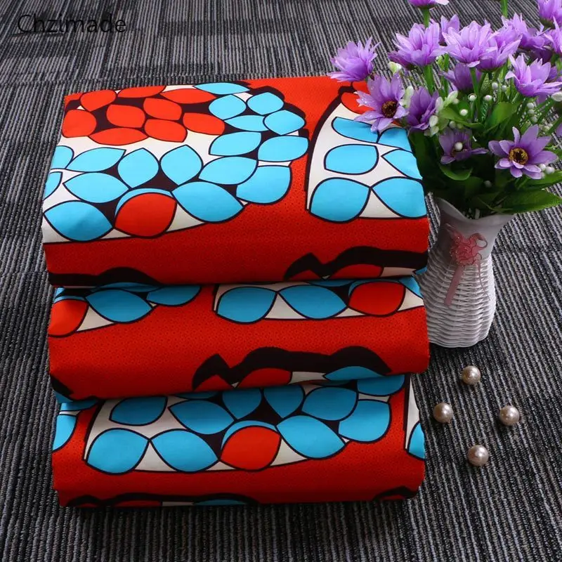 

Chzimade 1Yard Ankara African Fabric Polyester Real Wax Floral Printed Fabric For Party Dress Making Sewing Crafts
