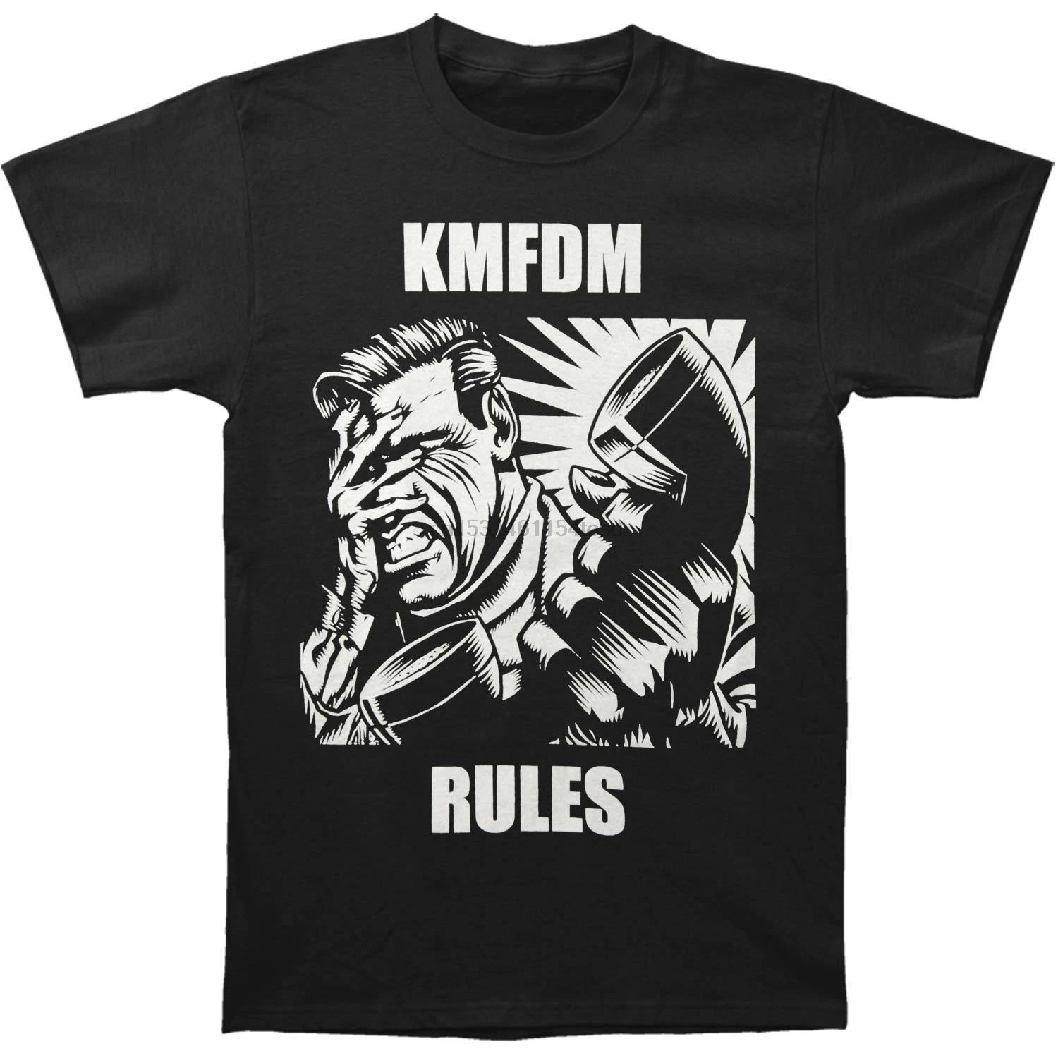 KMFDM Мужская правила футболка черные хлопковые свободные короткий рукав мужские