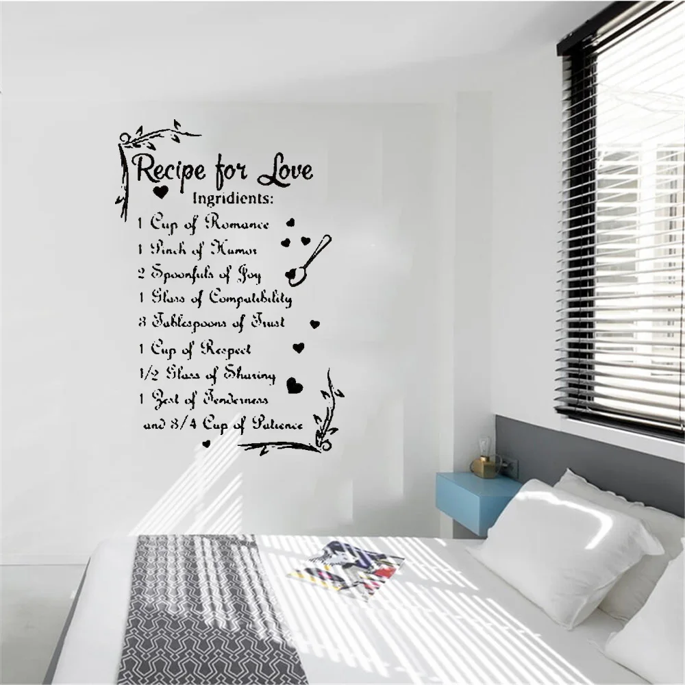 

Julia Cruz Recipe for Love Marriage Wall Sticker Family Love House Quote For Boy Girl Nursery Decor Vinyl Sticker DW21104