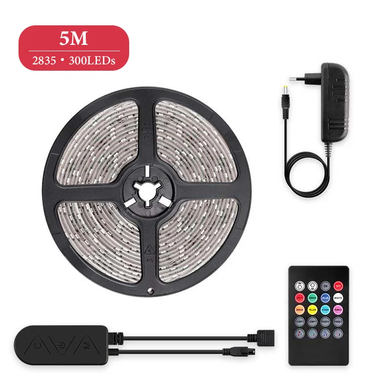 2835 5M 300LEDs SMD5050 2835 RGB светодиодный светильник 5 м 10 м DC 12 В лента Диодная Гибкая Водонепроницаемая Bluetooth музыкальный контроллер Набор Адаптеров - Испускаемый цвет: 2835 5M 300LEDs