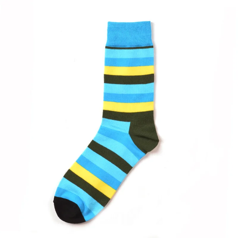 Высокого качества Радужный Stirpe носки мужские хлопковые мягкие деловые Повседневные Дышащие длинные Meias мужские цветные Свободные Большой размер носки - Цвет: 4