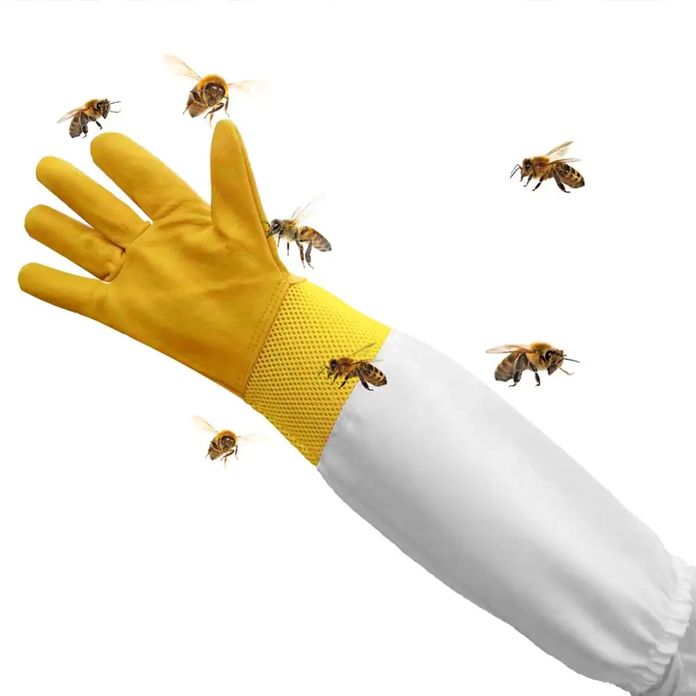 Beekeeping Gloves Goatskin Bee Keeping with Vented Beekeeper Long Sleeves MA 