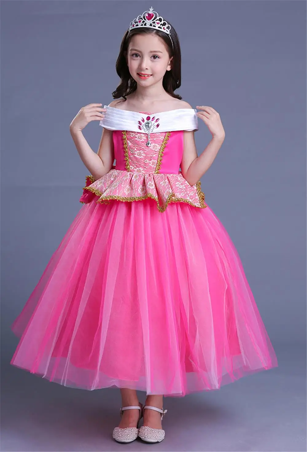 Нарядное платье принцессы Авроры для девочек Спящей Красавицы Детский костюм