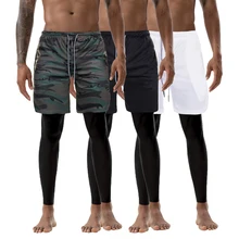 Новые летние мужские штаны 2 в 1 для бега с карманами для безопасности телефона, высококачественные быстросохнущие штаны со встроенными карманами для фитнеса