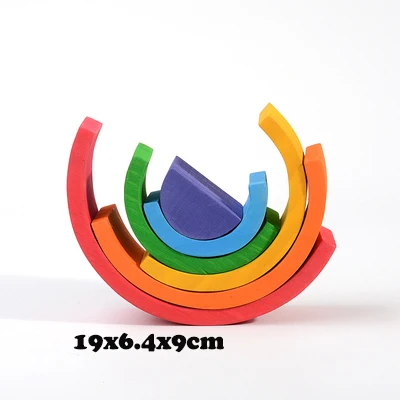 6pcs blocks Детские деревянные радужные блоки, деревянные шары, куклы, радужные строительные блоки для укладки, Монтессори, цветные сортировочные развивающие игрушки - Цвет: 6pcs blocks