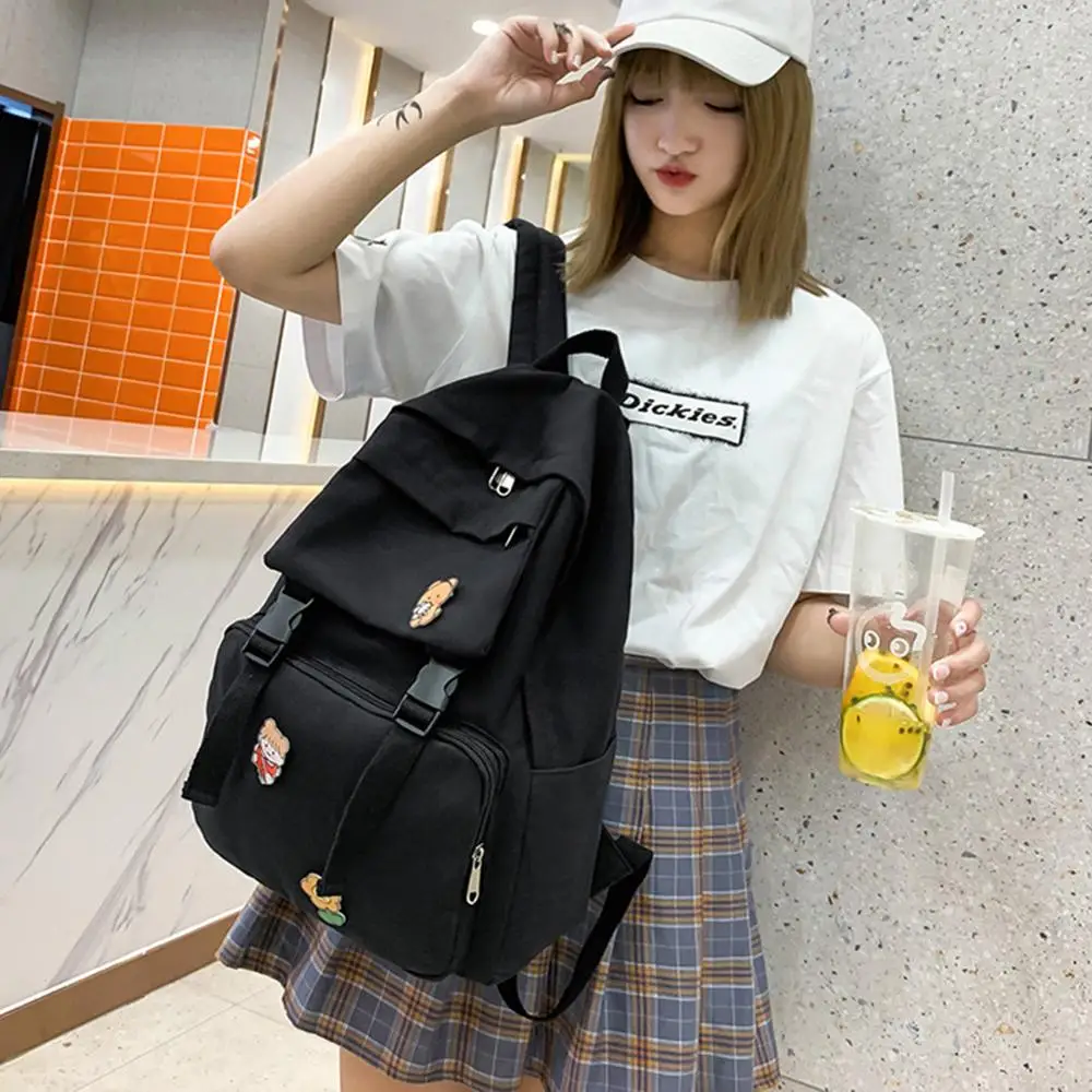 Canvas Women Backpack Shoulder Bag Daily Schoolbag Teenage Girl Travel Bag MultipleUse Cute Cartoon Large Capacity School Bag