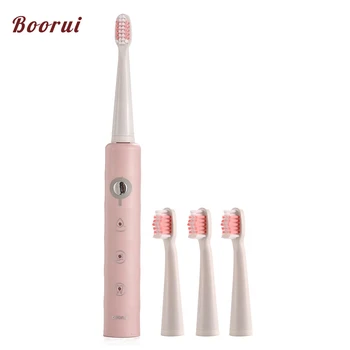 

Toothbrush Electric Rechargable USB Acoustic Wave 6 Modes Electronic Tooth brush Pink Sonic Brush with 3 Replacement Heads