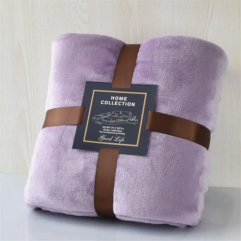 Portable Anti-pilling Household Blanket Winter Warm Flannel Plush Fleece Blanket A Light Soft Blankets Aircraft Sofa For Office - Цвет: Purple