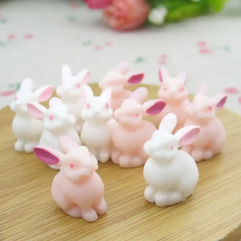 5 pçs adorável miniatura mini coelho resina jardim ornamento de fadas flor planta pote casa estatueta decoração animal