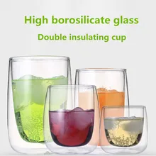 Двойные кофейные кружки с ручкой чашки для напитков с термоизоляцией, двойной настенной стеклянной творческая чашка для чая подарок питьевое молоко