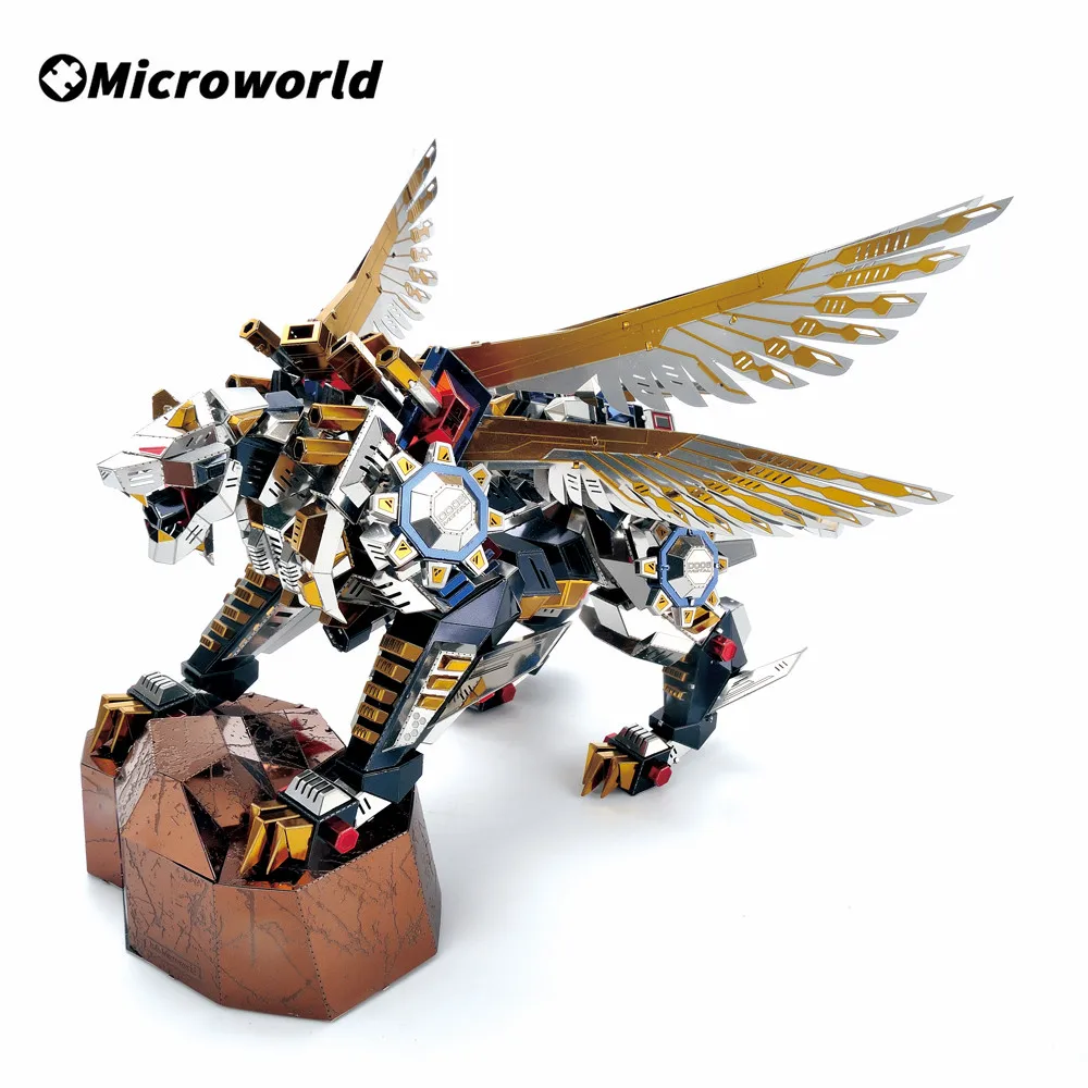 Microworld 3D Laser Cut Metal Puzzle Mechanical Flying Tiger Model Assemble Kits DIY Jigsaw Christmas Gifts Toys For Teen Adult new 1 144 airplane boeing b 17f flying fortress 1944 usa heavy bomber fighter model collection gifts in stock