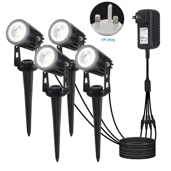 

4 In 1 Outdoor Waterproof Spotlight Led Landscape Light Garden Decor Dustproof Path Rotatable COB Low Voltage ABS Electric
