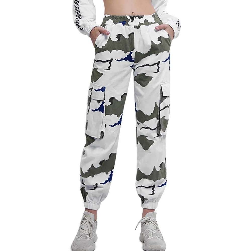 ZAFUL Mid-Waist Printed Jogging Pants Pockets Bouquet Pants Graphic Elastic Waist Casual Women Pants Autumn Multi Standard Size