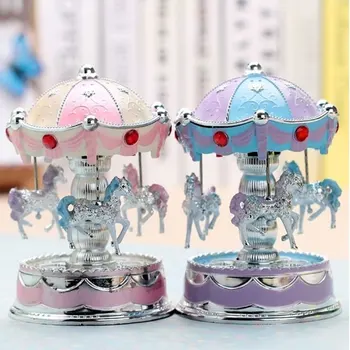 

Horse Carousel Music Box Toy Light Clockwork Musical Boxes Gifts Vintage