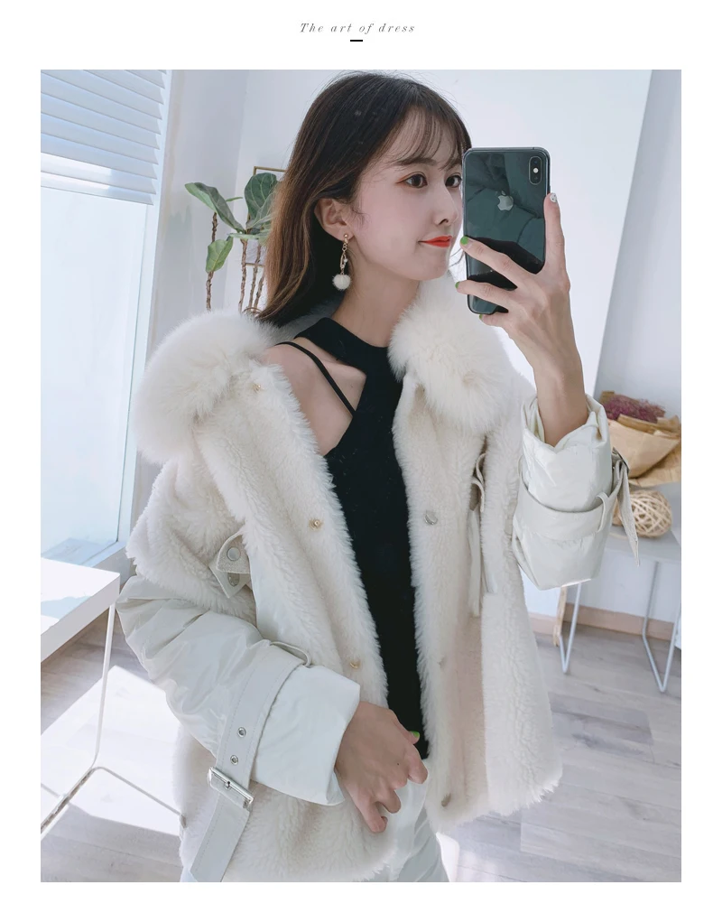 Perfect Real Fur Coat Winter Coat Women Clothes 2019 Korean Fashion Sheep Shearing 100% Wool Jacket Duck Down Jackets 919150 YY1703 8